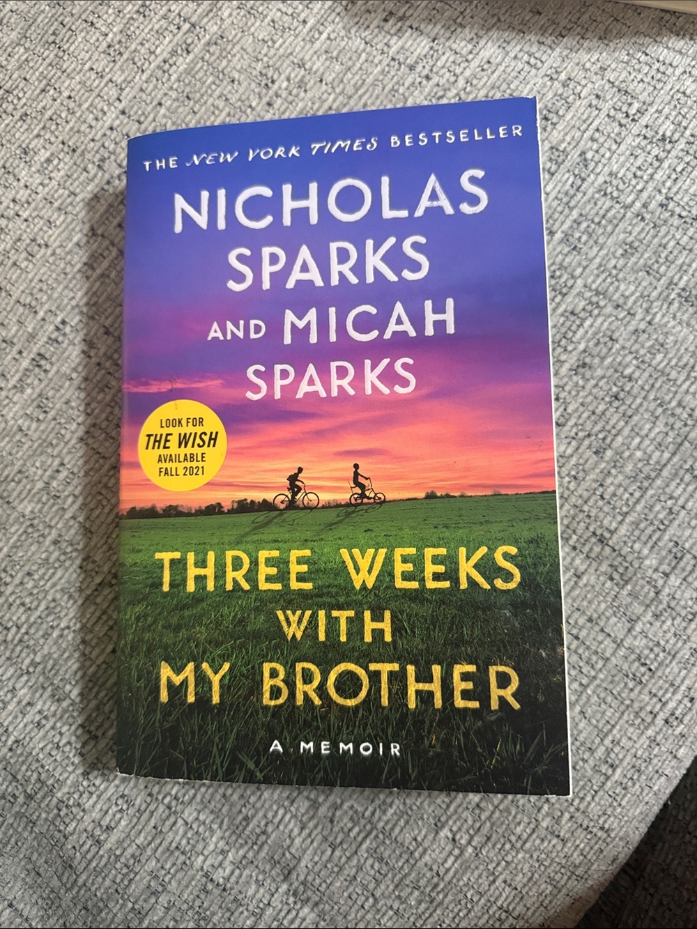 Three Weeks With My Brother Nicholas Sparks Book